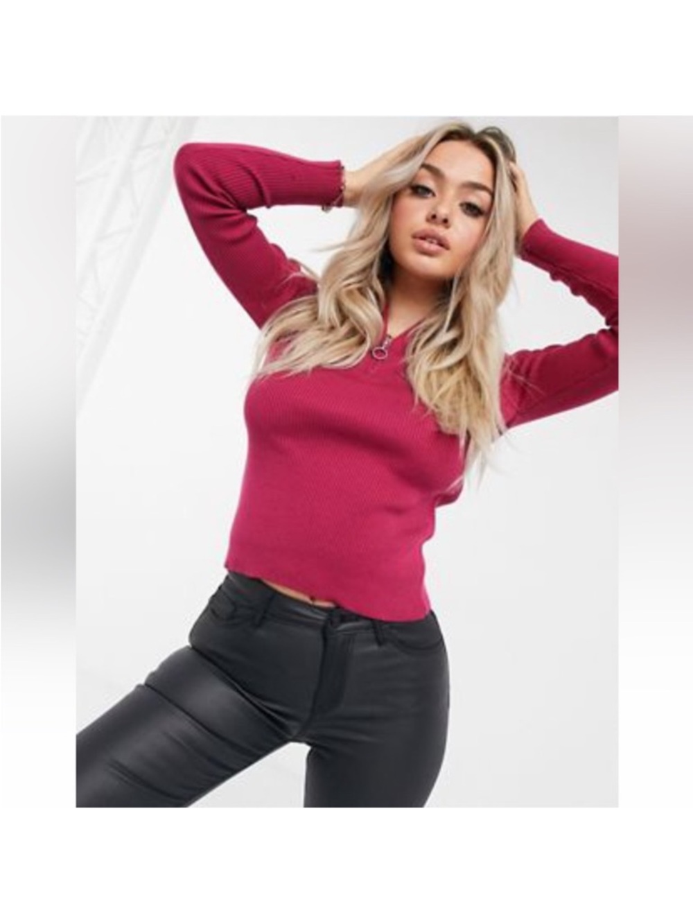 NA-KD Ribbed Sweater With Front Zipper